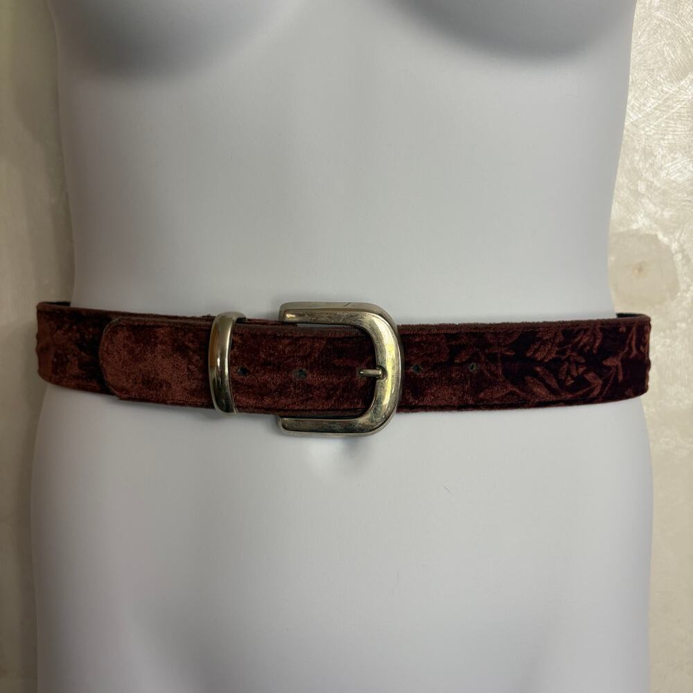 Burgandy Floral Burnout Velvet Statement Belt Earthy Boho Y2K Whimsigoth Fall ML